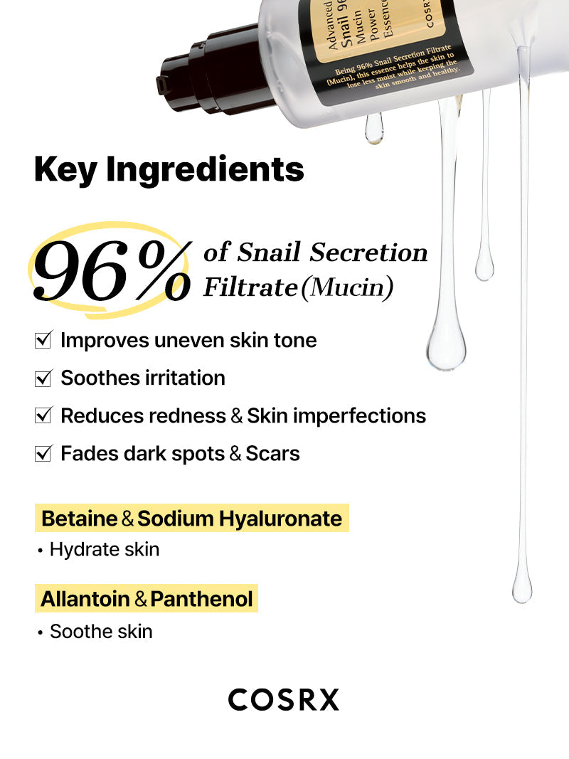 COSRX Snail 96 Mucin Power Essence ingredients highlight